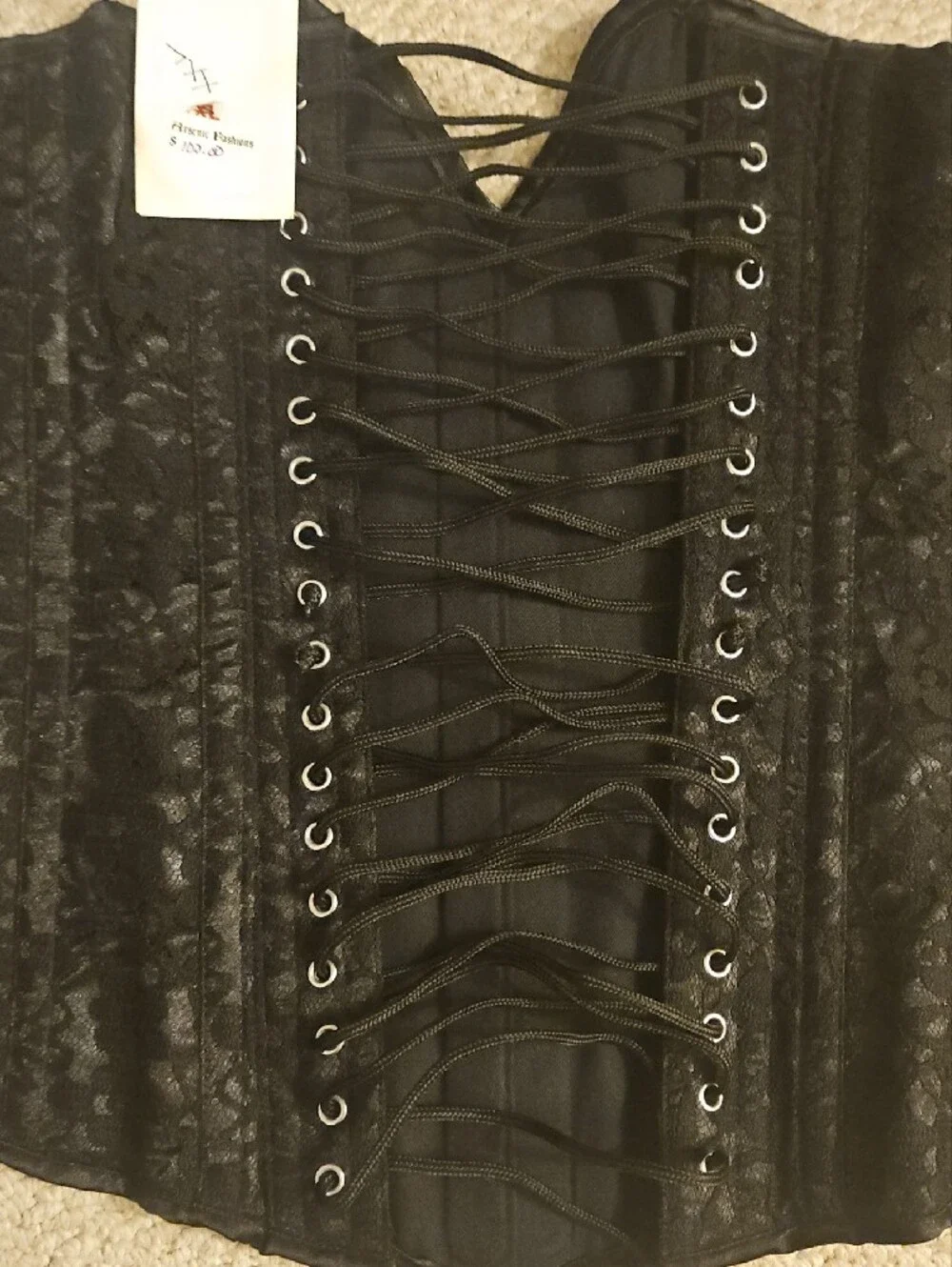 Black Lace-Up Overbust Corset - Unbranded Elegance